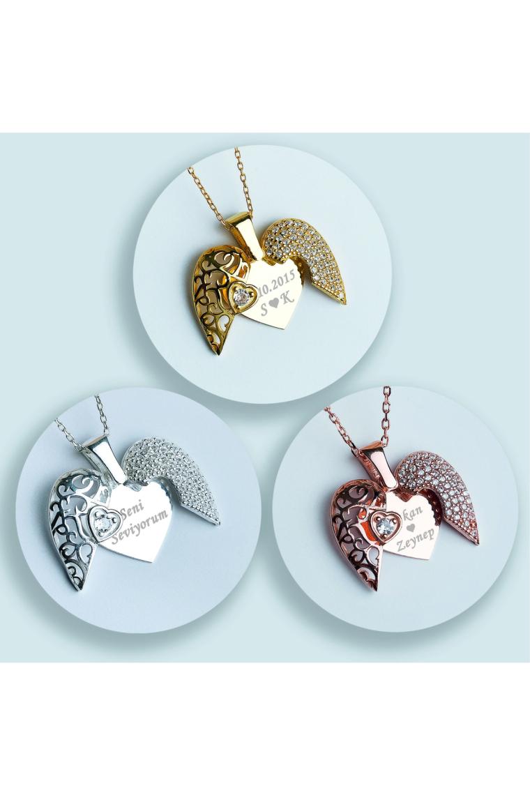 Satürn Silver Aşkın Kanatları Isimli Gümüş Kolye Melek Kanadı Kolye