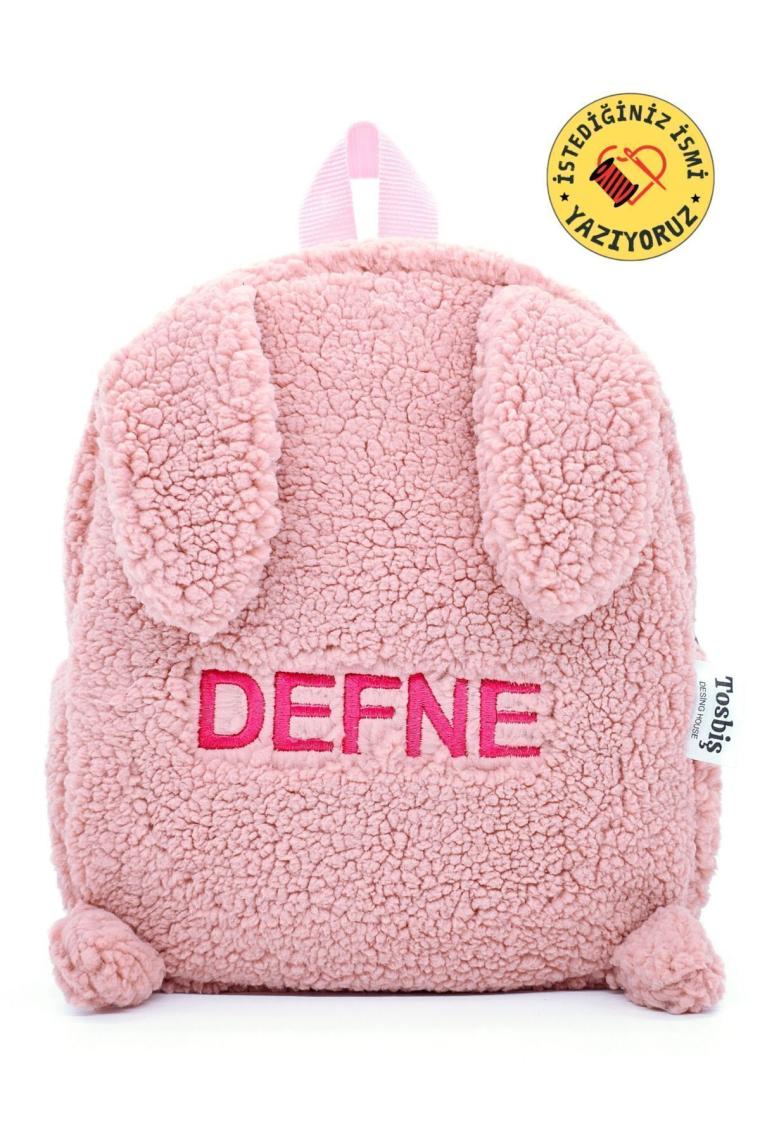 Tosbiş Tavşan Pembe 0 - 8 Yaş Anasınıfı Kreş Çocuk Okul / Sırt Çantası Peluş