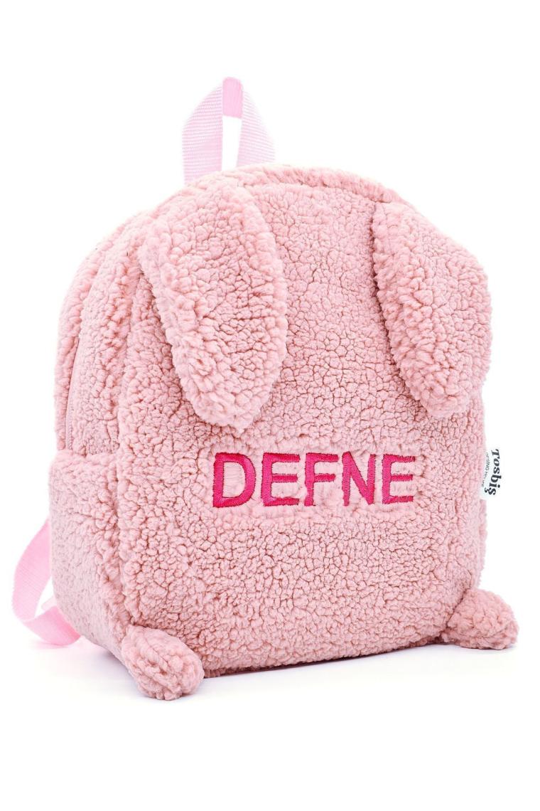 Tosbiş Tavşan Pembe 0 - 8 Yaş Anasınıfı Kreş Çocuk Okul / Sırt Çantası Peluş