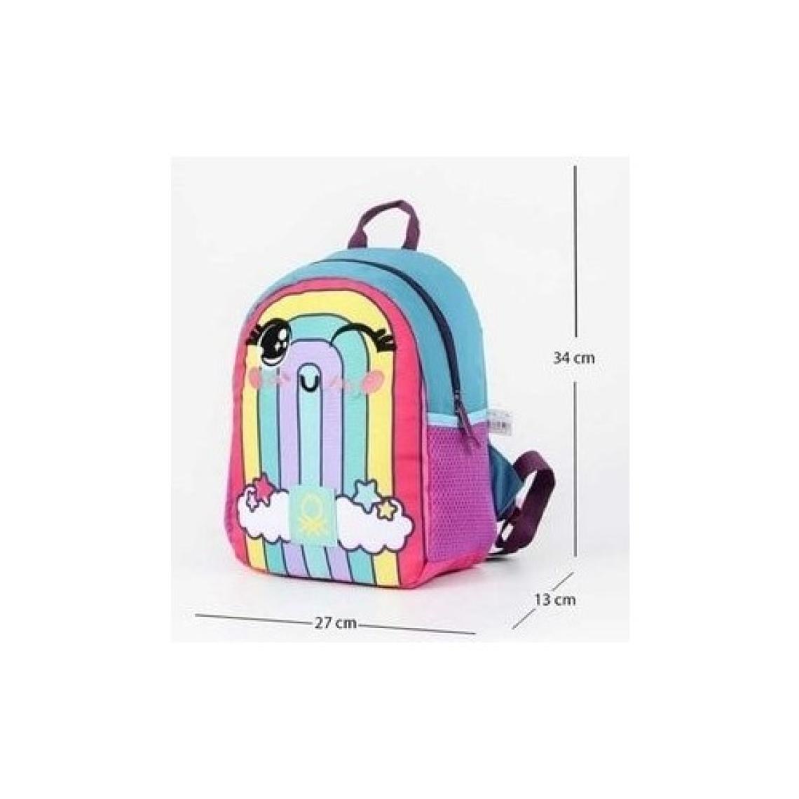 United Colors Of Benetton Çok Renkli Anaokulu Çantası, 34x26x11 cm, Gökkuşağı Deseni