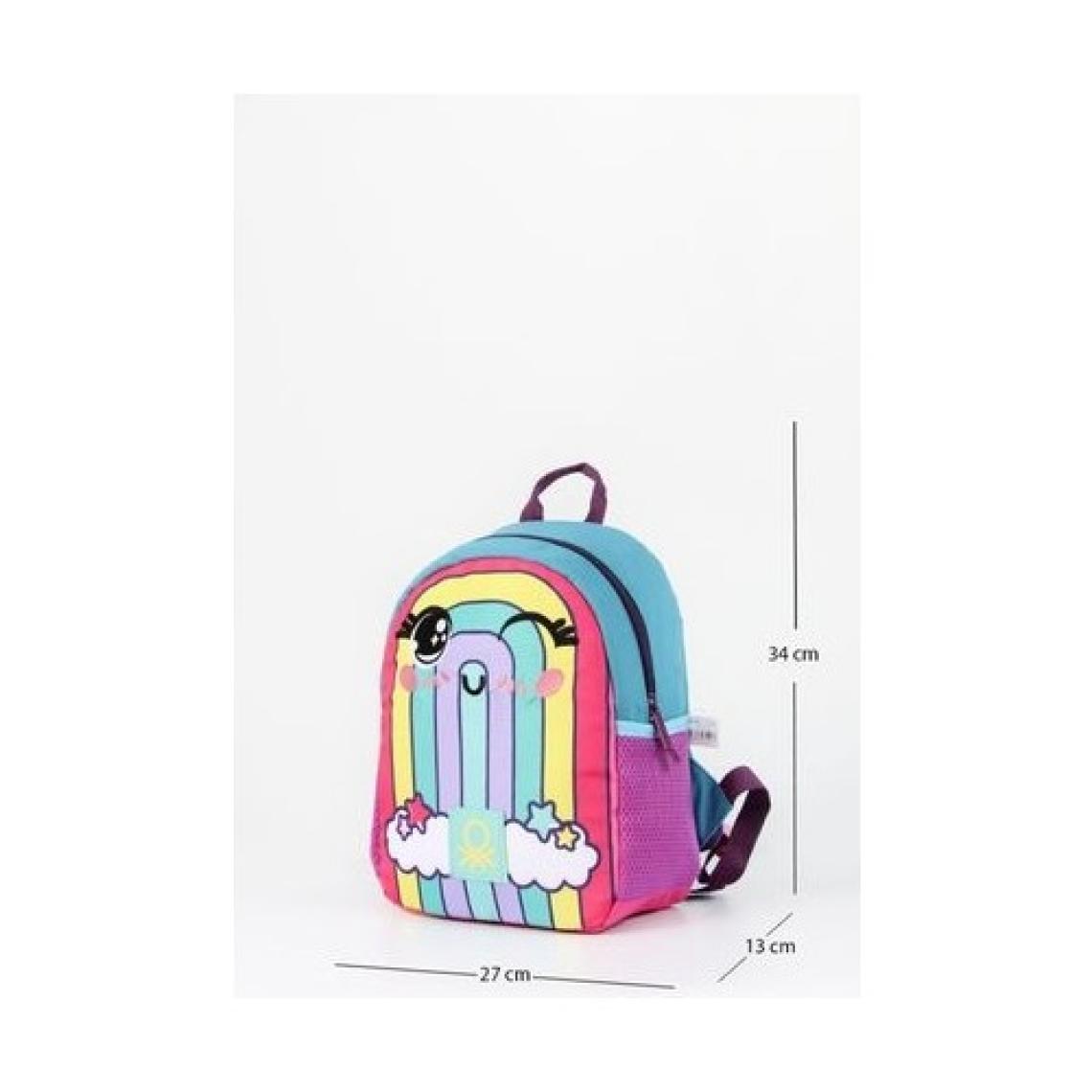 United Colors Of Benetton Çok Renkli Anaokulu Çantası, 34x26x11 cm, Gökkuşağı Deseni