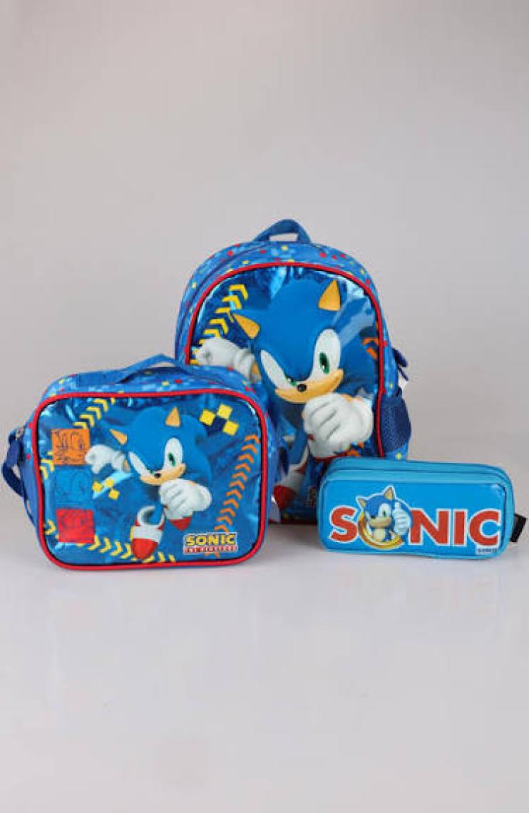 Sonic Yeni Sezon Lisanslı Sonıc "anaokul Çantası, Beslenme Çantası ve Kalem Çantası Okul Seti