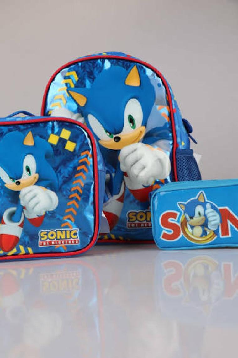 Sonic Yeni Sezon Lisanslı Sonıc "anaokul Çantası, Beslenme Çantası ve Kalem Çantası Okul Seti