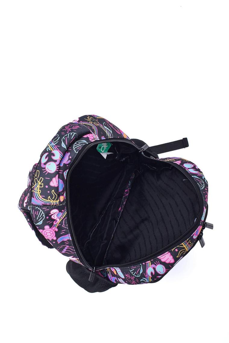 United Colors Of Benetton BNT036868890 Siyah Kız Çocuk Okul Çantası & Beslenme & Çift Bölmeli Kalemlik 3 Lü Set