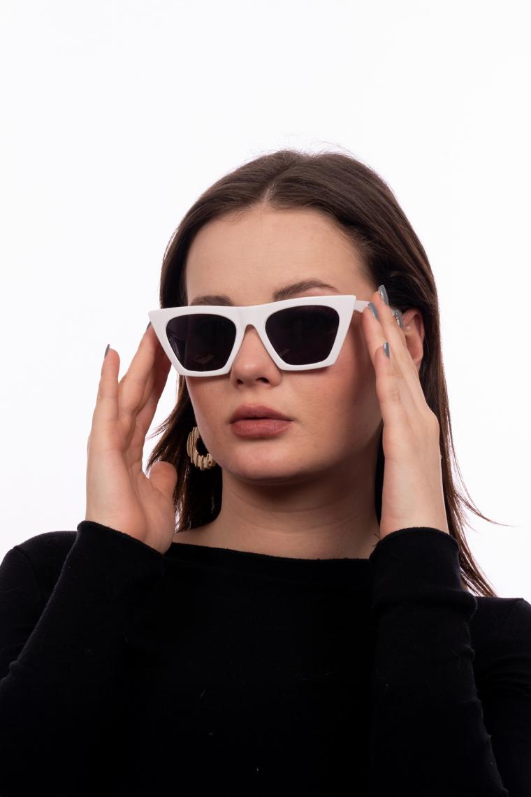Mobgift Cat Eye Dörtgen Güneş Gözlüğü (Beyaz)