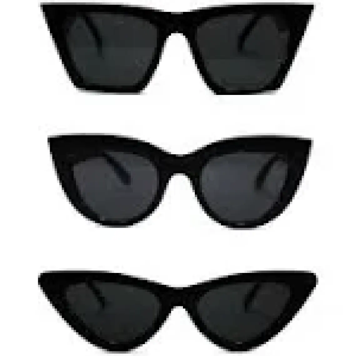 Mobgift 3'lü Cat Eye Dörtgen Güneş Gözlüğü (Siyah) - Cat Eye Oval Güneş Gözlüğü (Siyah) - Cat Eye Retro Güneş Gözlüğü (Siyah)