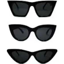 Mobgift 3'lü Cat Eye Dörtgen Güneş Gözlüğü (Siyah) - Cat Eye Oval Güneş Gözlüğü (Siyah) - Cat Eye Retro Güneş Gözlüğü (Siyah)