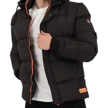 Stil Kombin Çıkarılabilir Kapşonlu Armalı İçi Kürklü Şişme Mont 2911_50213