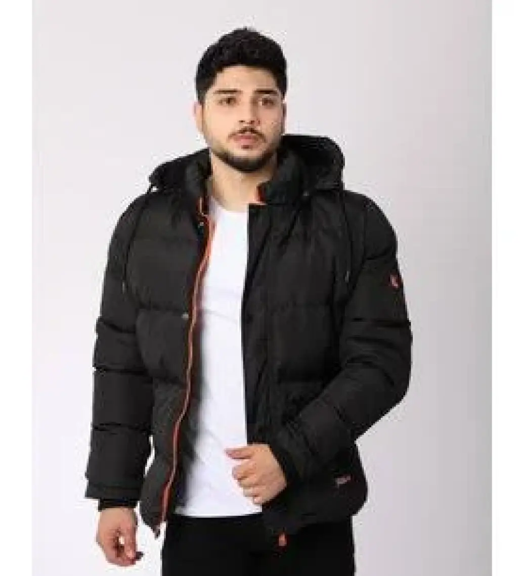 Stil Kombin Çıkarılabilir Kapşonlu Armalı İçi Kürklü Şişme Mont 2911_50213