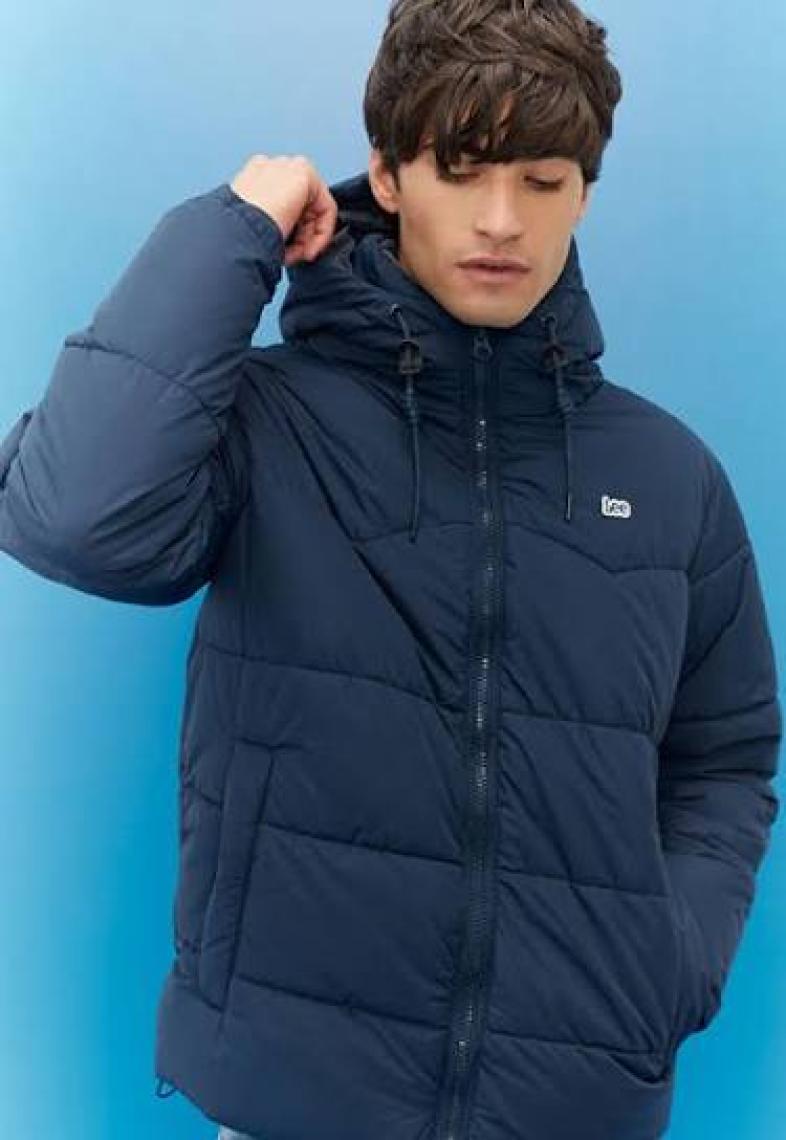 Lee Regular Fit Normal Kesim Kapüşonlu Haki Şişme Mont