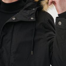 Yakası Kürklü Siyah Uzun Parka Oversize / Geniş Kesim 0110108-900