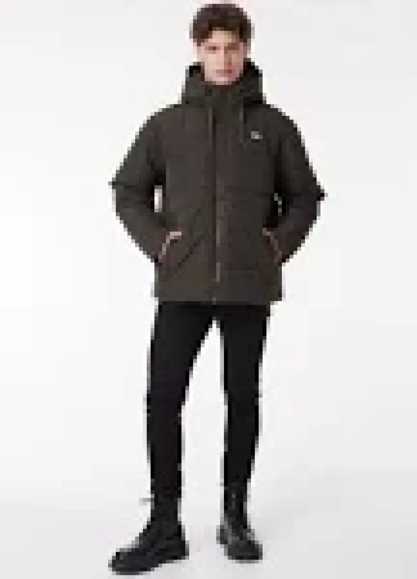 Lee Regular Fit Normal Kesim Kapüşonlu Haki Şişme Mont