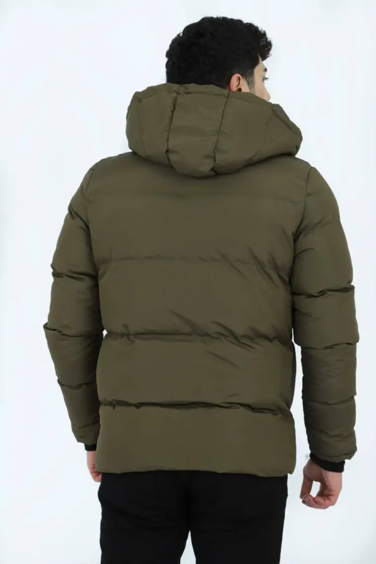 Stil Kombin Çıkarılabilir Kapşonlu Armalı İçi Kürklü Şişme Mont 2911_50213