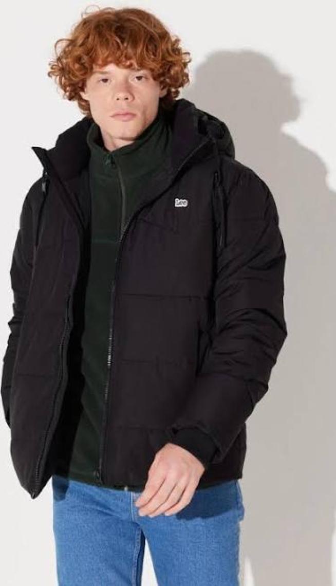 Lee Regular Fit Normal Kesim Kapüşonlu Haki Şişme Mont
