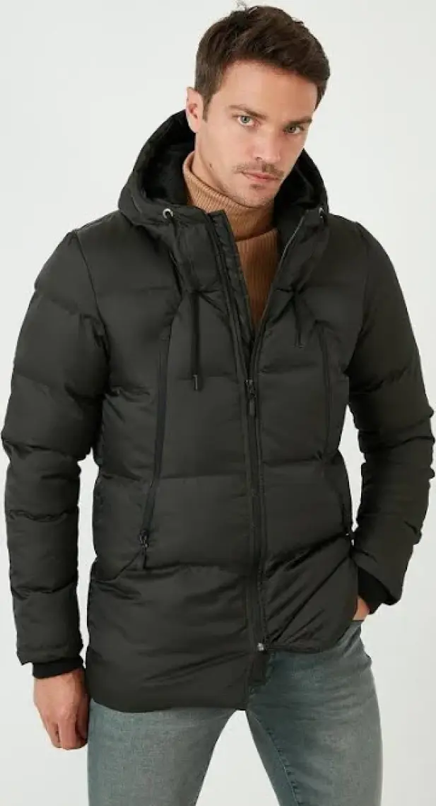 Buratti Kapüşonlu Suya ve Rüzgara Dayanıklı Soğuk Geçirmez Slim Fit Mont Erkek MONT 5717101