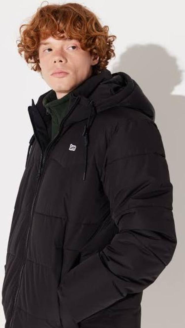 Lee Regular Fit Normal Kesim Kapüşonlu Haki Şişme Mont