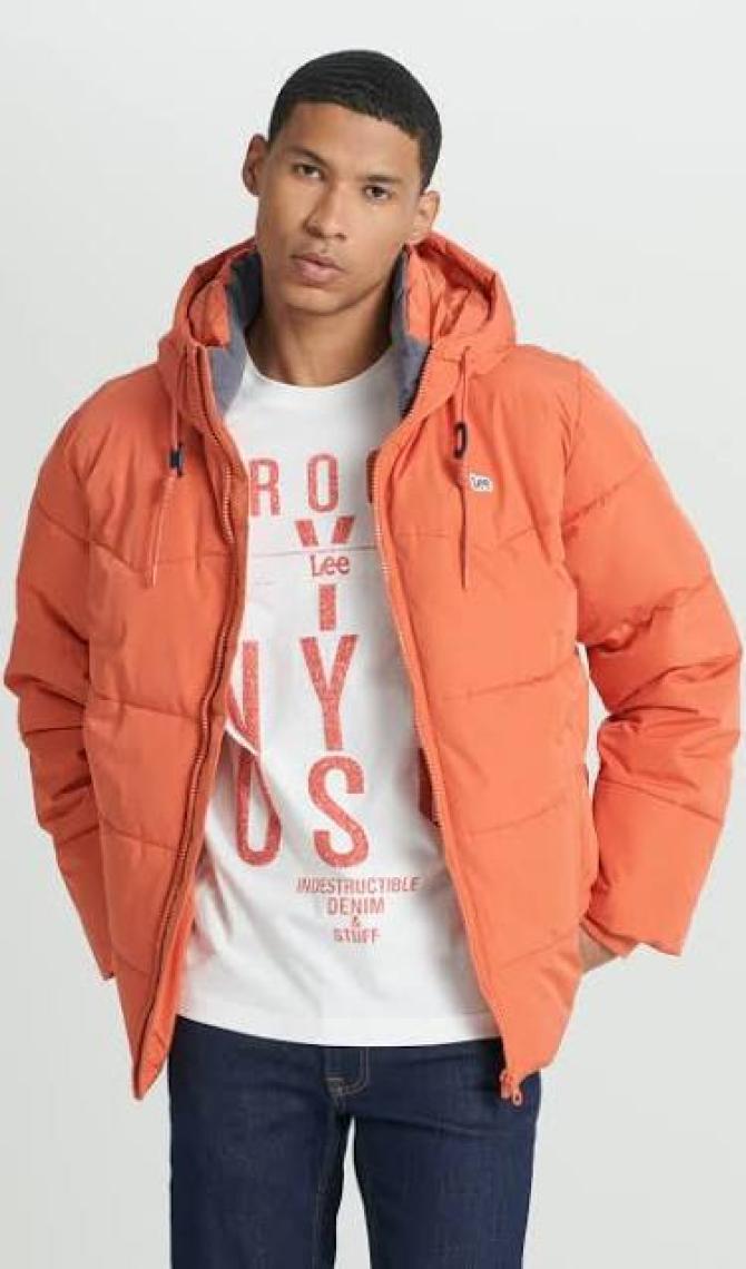 Lee Regular Fit Normal Kesim Kapüşonlu Haki Şişme Mont