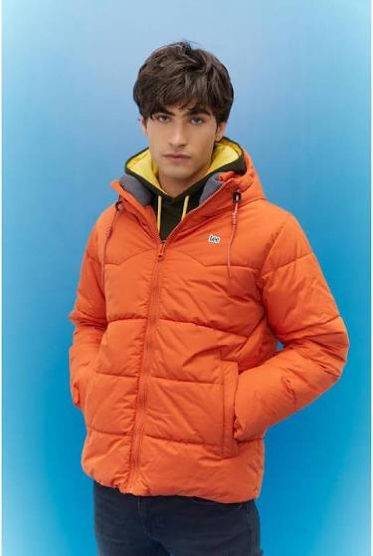 Lee Regular Fit Normal Kesim Kapüşonlu Haki Şişme Mont