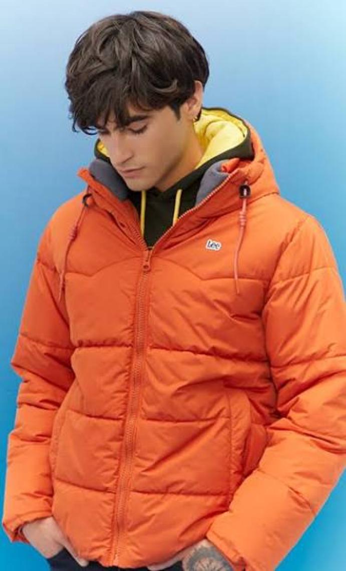 Lee Regular Fit Normal Kesim Kapüşonlu Haki Şişme Mont