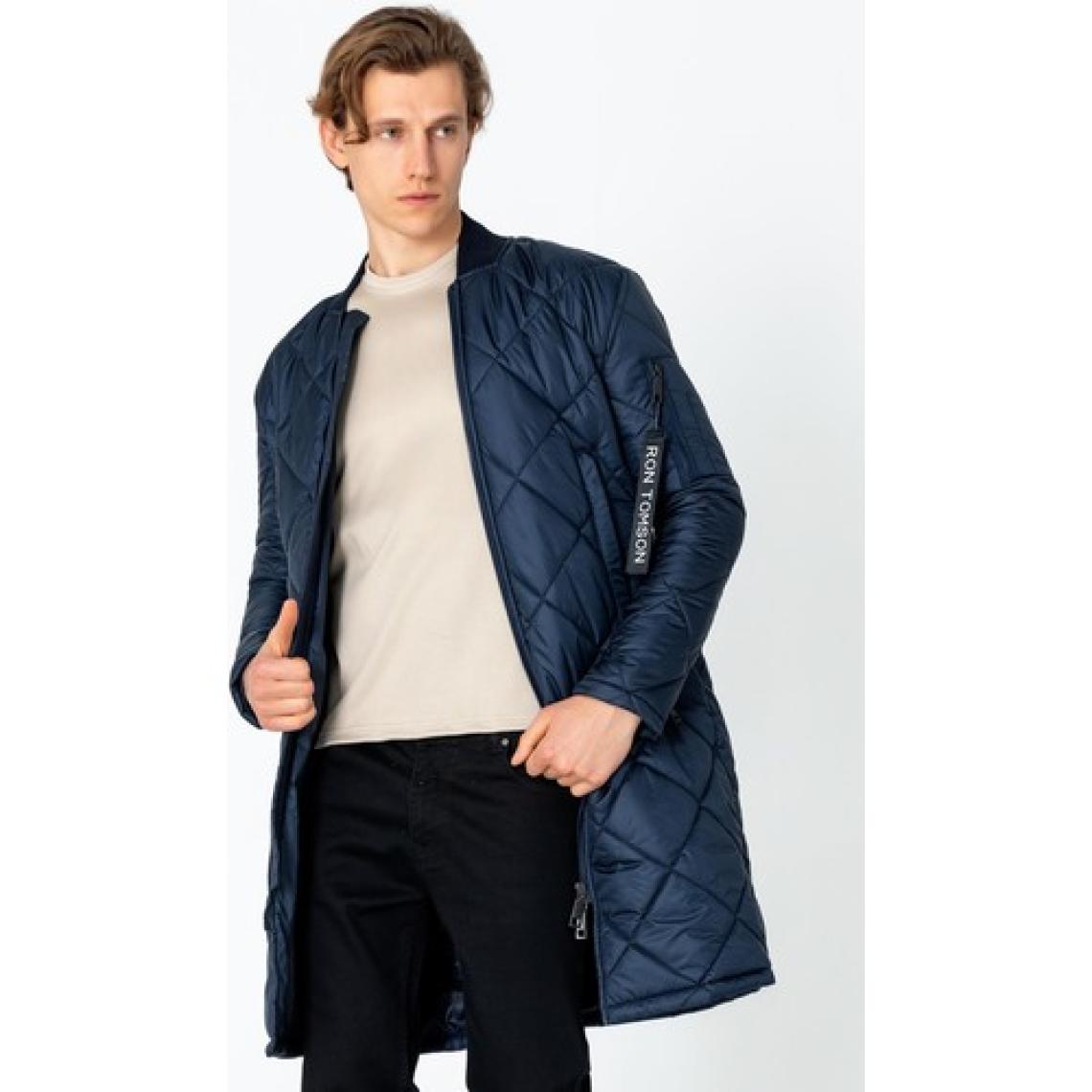 Erkek Regular Fit Kışlık Çok Cepli Çift Yön Fermuarlı Bomber Yaka Uzun Kapitone Şişme Mont