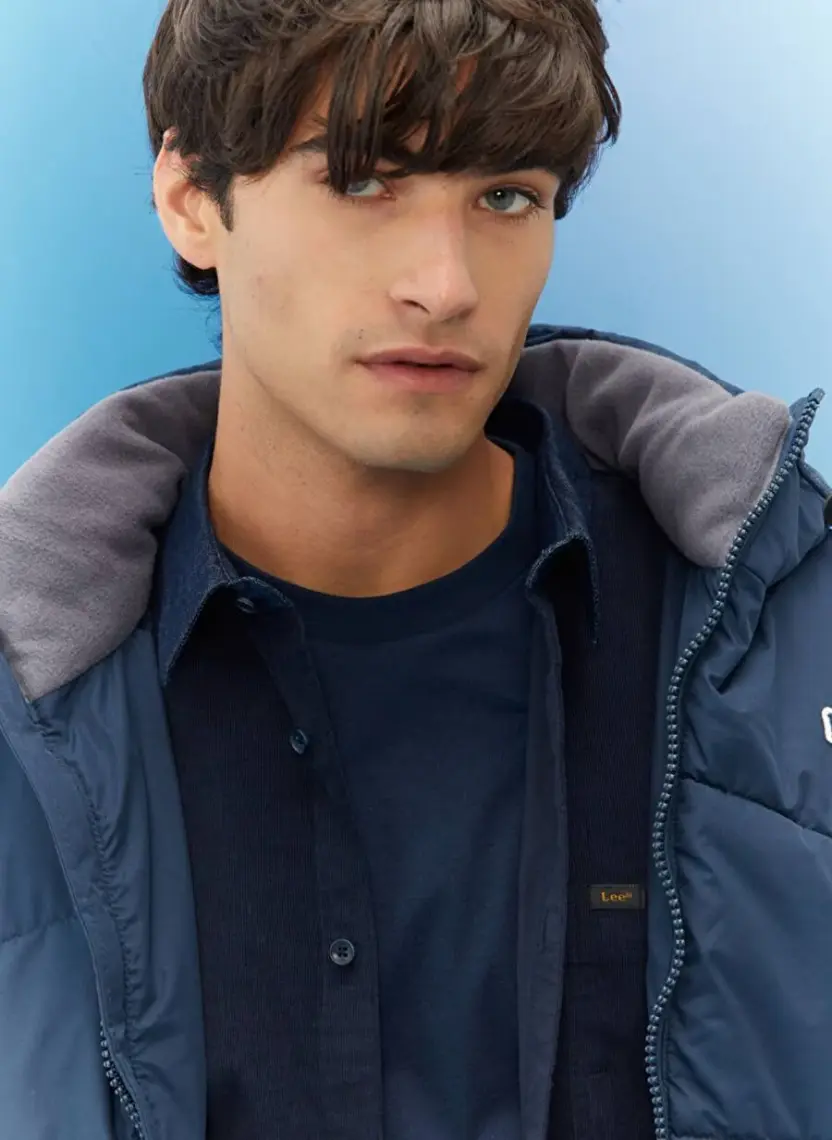 Lee Regular Fit Normal Kesim Kapüşonlu Haki Şişme Mont