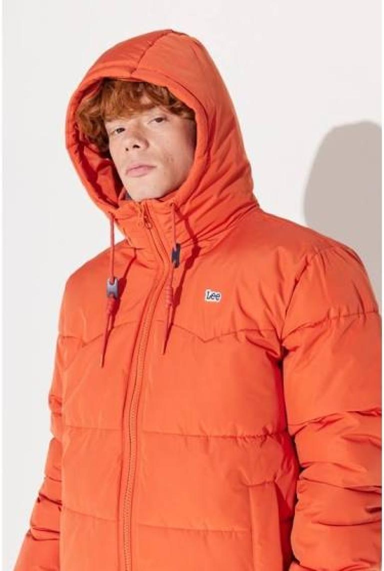 Lee Regular Fit Normal Kesim Kapüşonlu Haki Şişme Mont