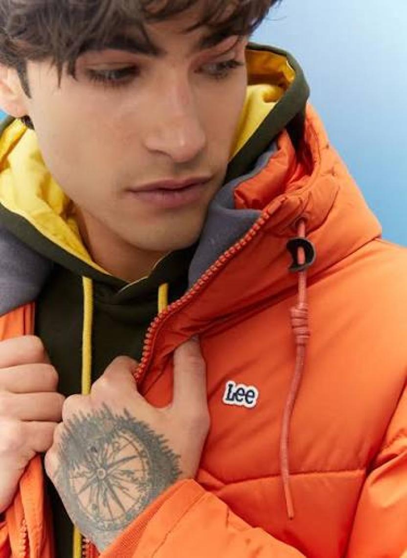 Lee Regular Fit Normal Kesim Kapüşonlu Haki Şişme Mont