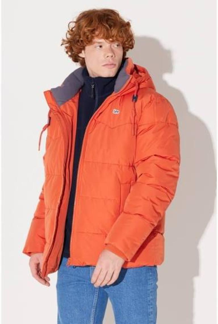 Lee Regular Fit Normal Kesim Kapüşonlu Haki Şişme Mont