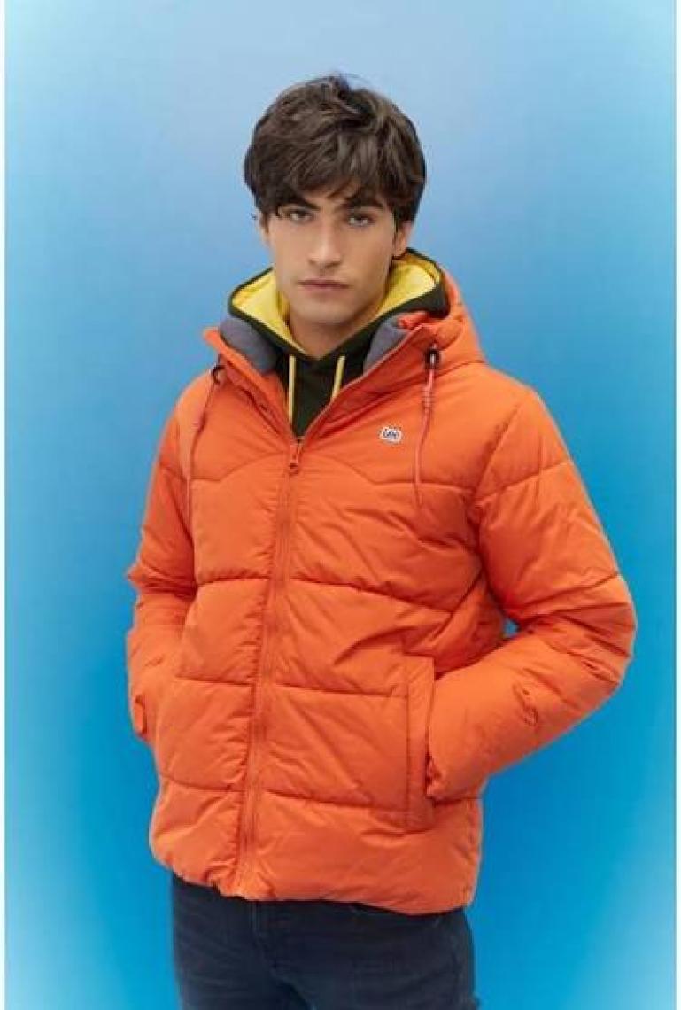 Lee Regular Fit Normal Kesim Kapüşonlu Haki Şişme Mont