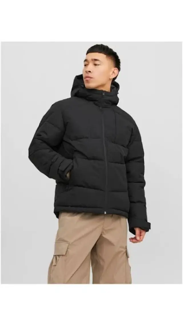 Jack & Jones Jcootto Puffer Sn Siyah Erkek Mont 12214648-Black