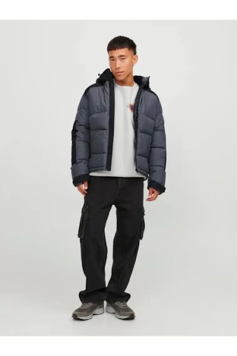Jack & Jones Jcootto Puffer Sn Siyah Erkek Mont 12214648-Black