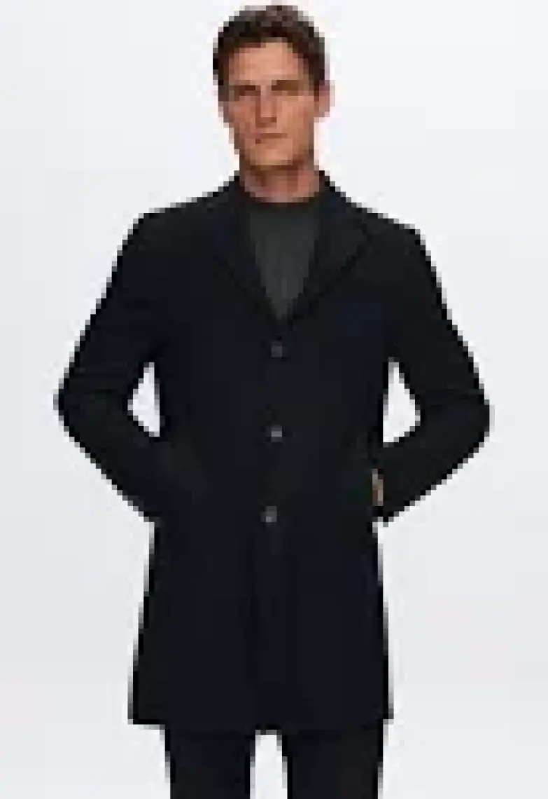 Regular Fit Siyah Mono Yaka Kaşe Kaban 5HF08ORT10000