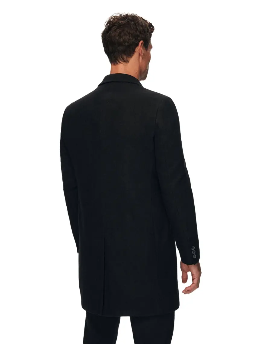 Regular Fit Siyah Mono Yaka Kaşe Kaban 5HF08ORT10000