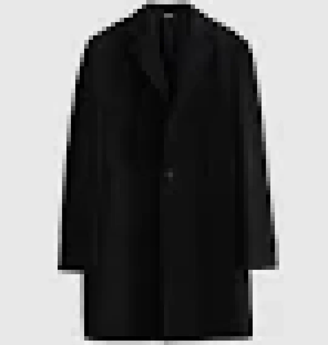 Regular Fit Siyah Mono Yaka Kaşe Kaban 5HF08ORT10000