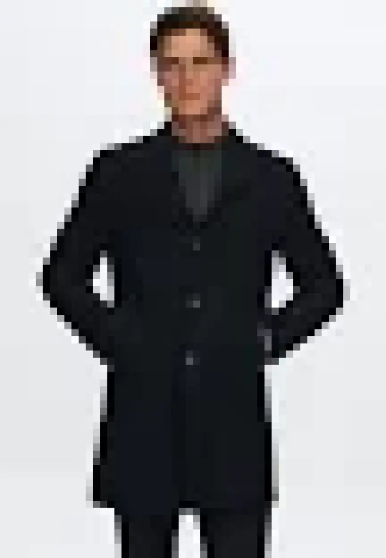 Regular Fit Siyah Mono Yaka Kaşe Kaban 5HF08ORT10000