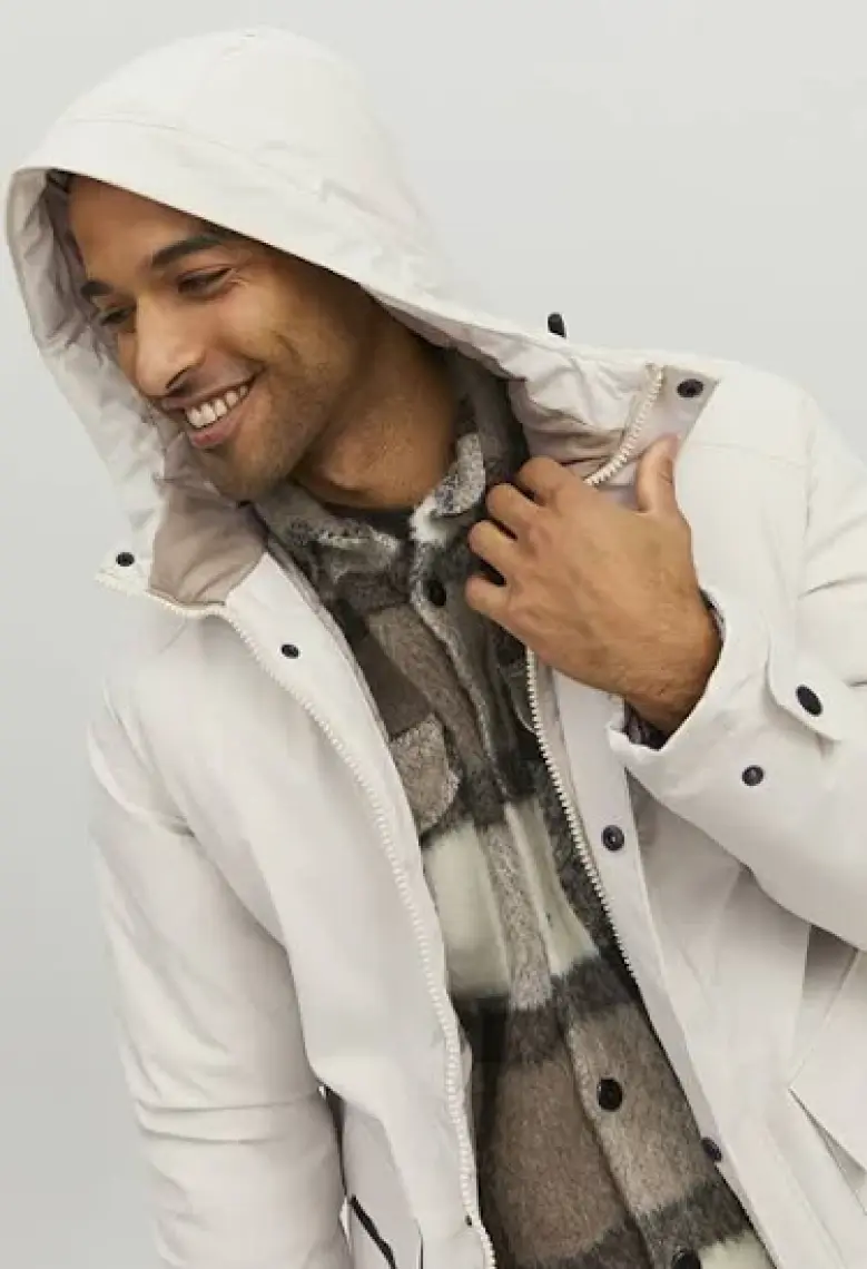 Jack & Jones Kapüşonlu Bej Erkek Kaban 12211896