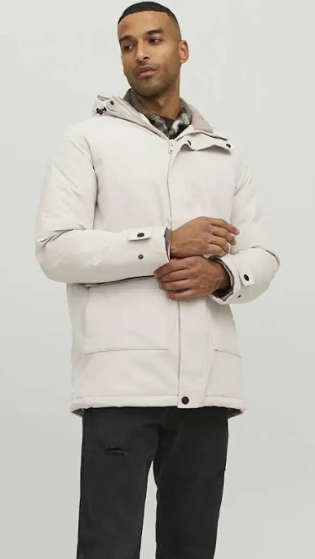 Jack & Jones Kapüşonlu Bej Erkek Kaban 12211896