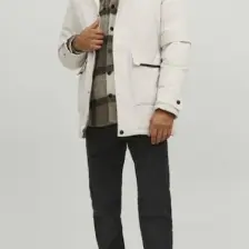 Jack & Jones Kapüşonlu Bej Erkek Kaban 12211896