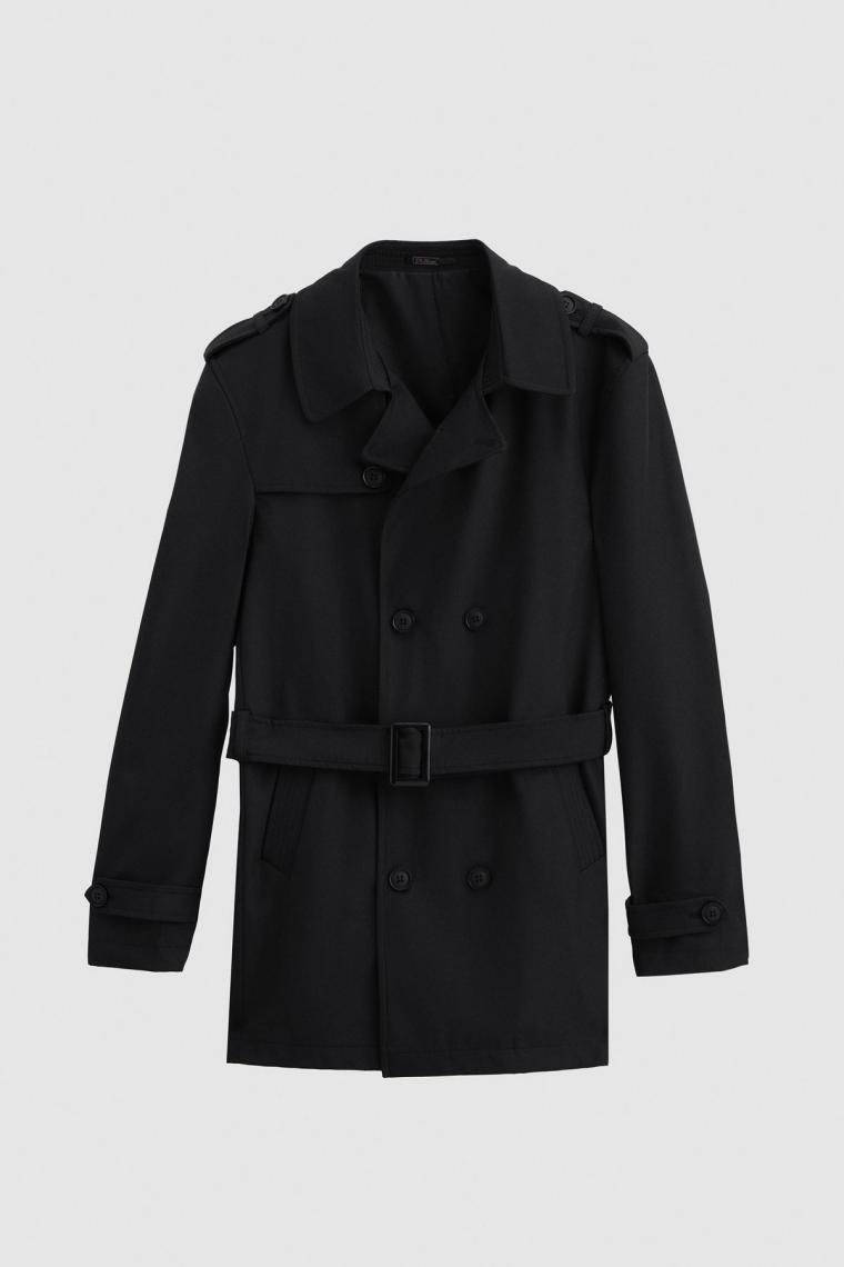 Ds Damat Regular Fit Siyah Apoletli Beli Kemerli Pardösü/Trenckot