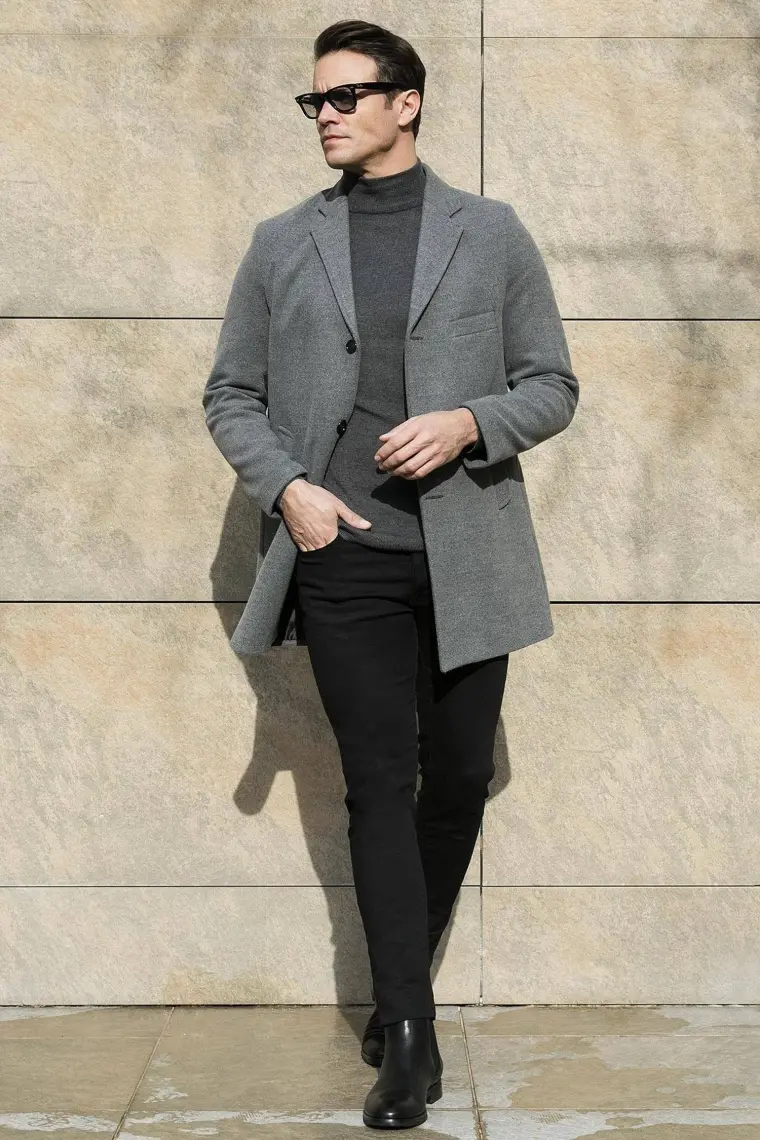 Buratti Slim Fit Pamuklu Düğmeli Kaşe Kaban Erkek Kaban 5840098