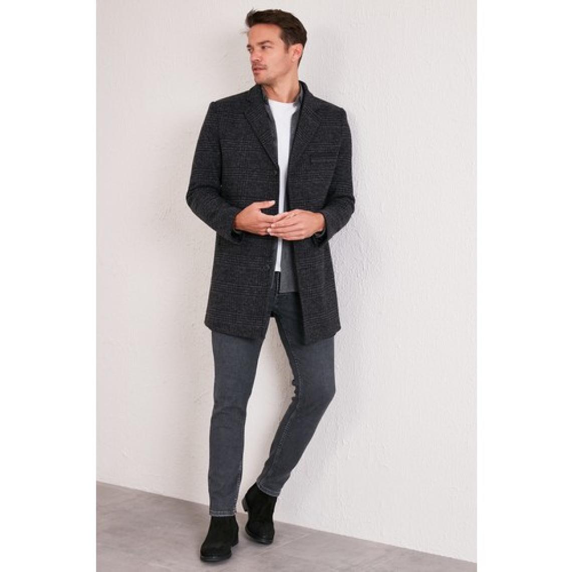 Buratti Slim Fit Tek Yırtmaçlı Düğmeli Mono Yaka Kaşe Kaban Erkek Kaban 5840098