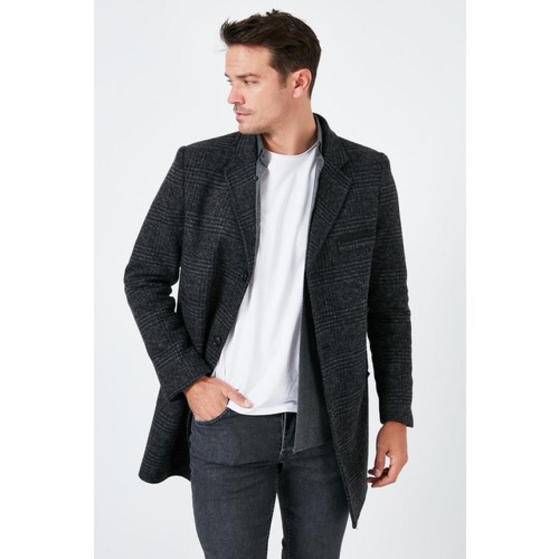 Buratti Slim Fit Tek Yırtmaçlı Düğmeli Mono Yaka Kaşe Kaban Erkek Kaban 5840098