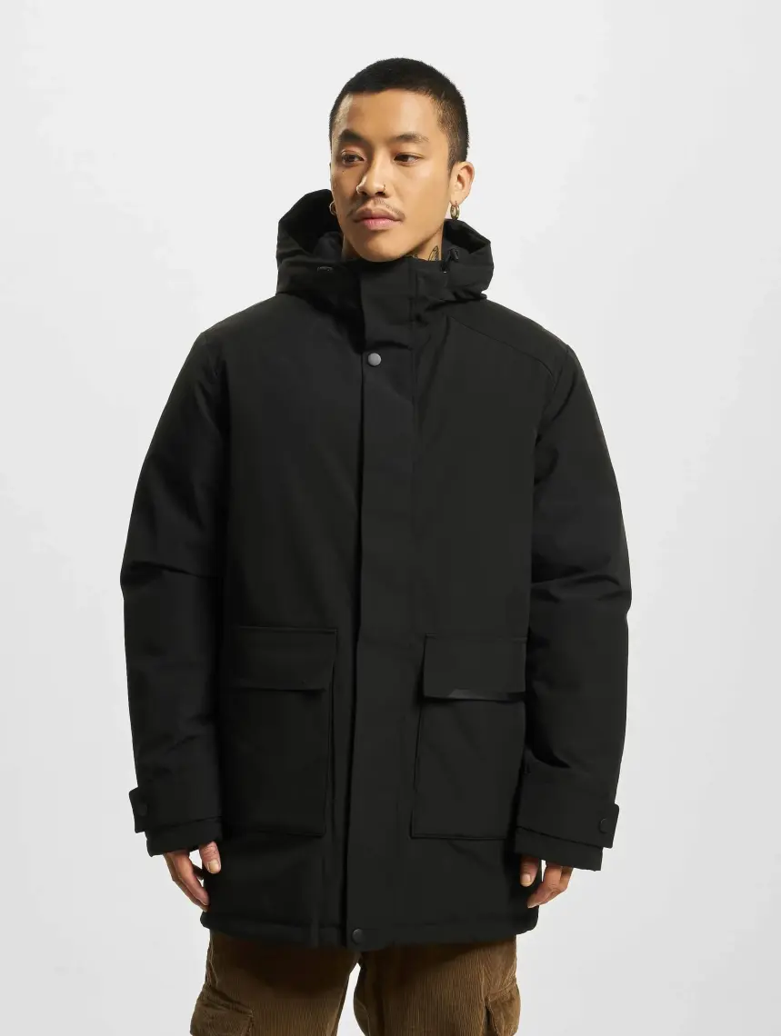 Jack & Jones Kapüşonlu Siyah Erkek Kaban 12211896