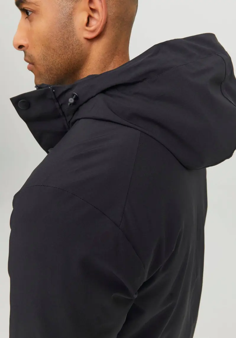 Jack & Jones Kapüşonlu Siyah Erkek Kaban 12211896