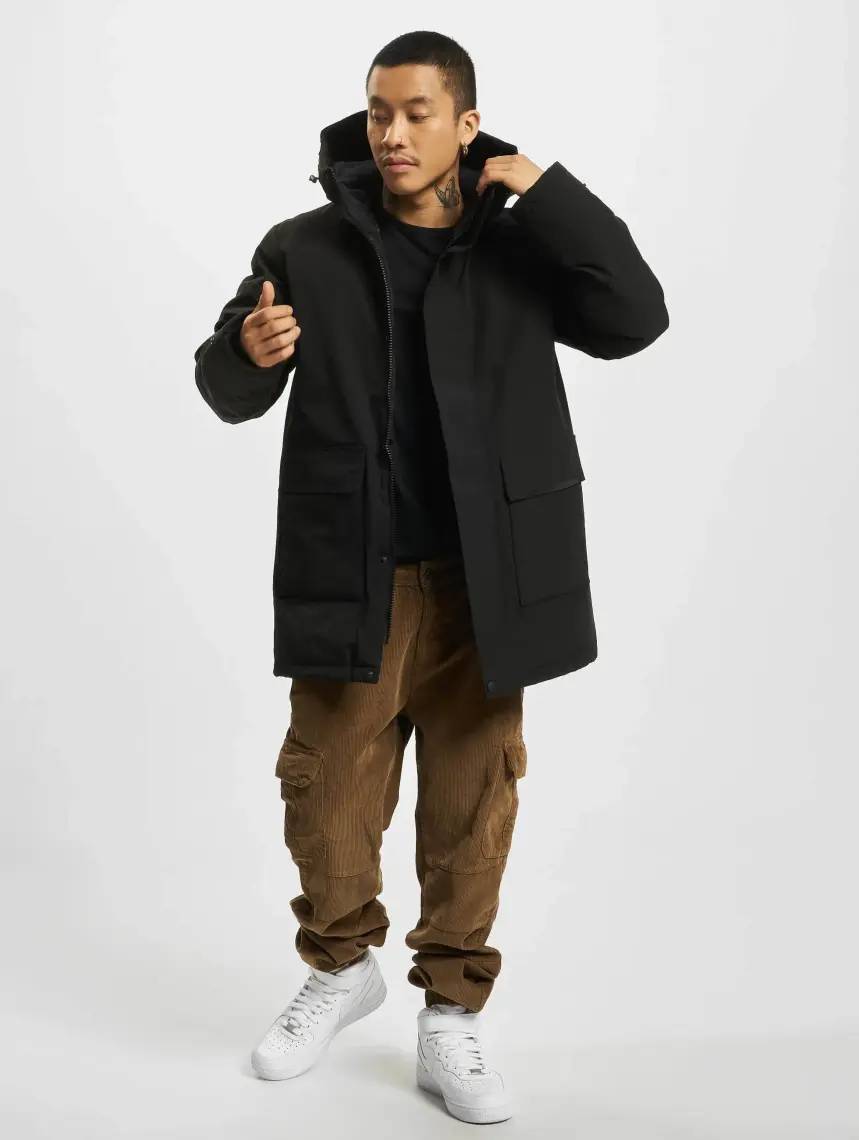 Jack & Jones Kapüşonlu Siyah Erkek Kaban 12211896
