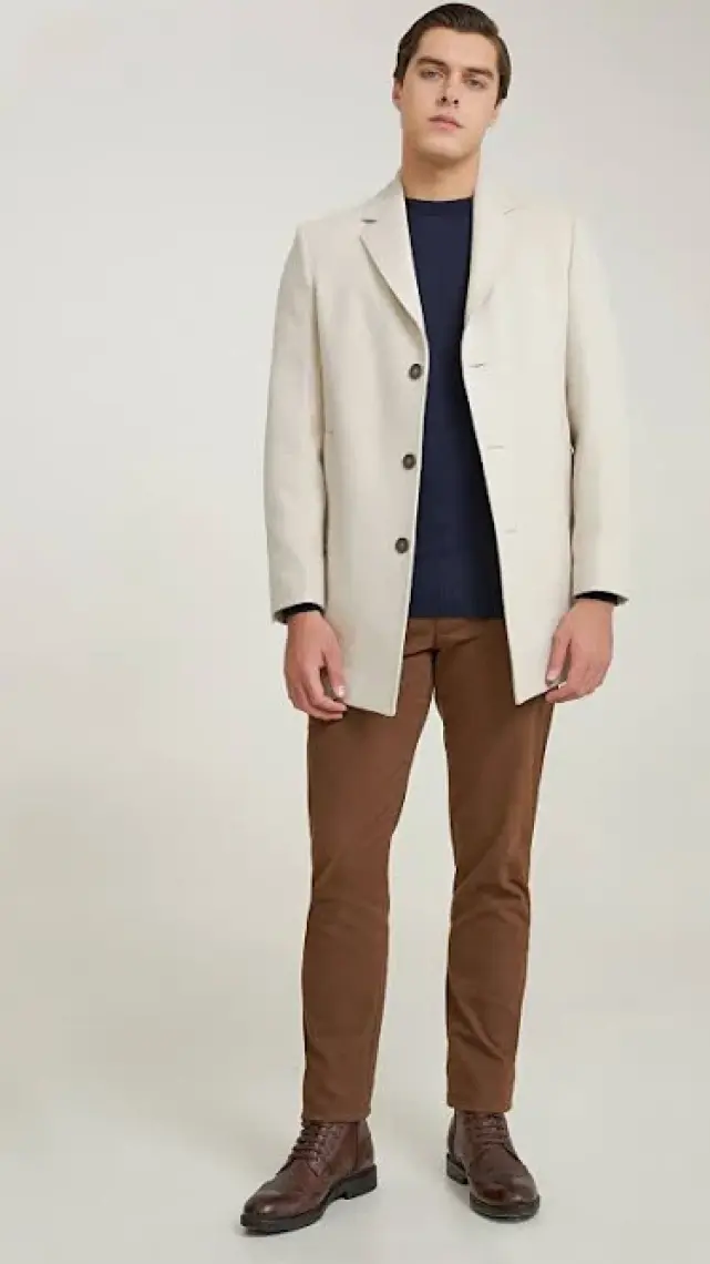 Regular Fit Bej Mono Yaka Kaşe Kaban 5HF08ORT10000