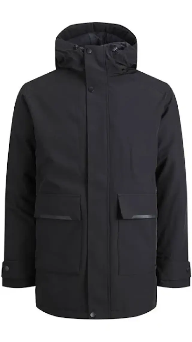 Jack & Jones Kapüşonlu Siyah Erkek Kaban 12211896