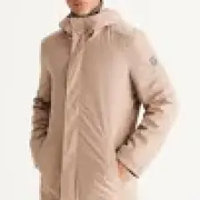 Altınyıldız Classics Erkek Vizon Standart Fit Normal Kesim Rüzgar Geçirmez Kapüşonlu Dik Yaka Mont Trençkot