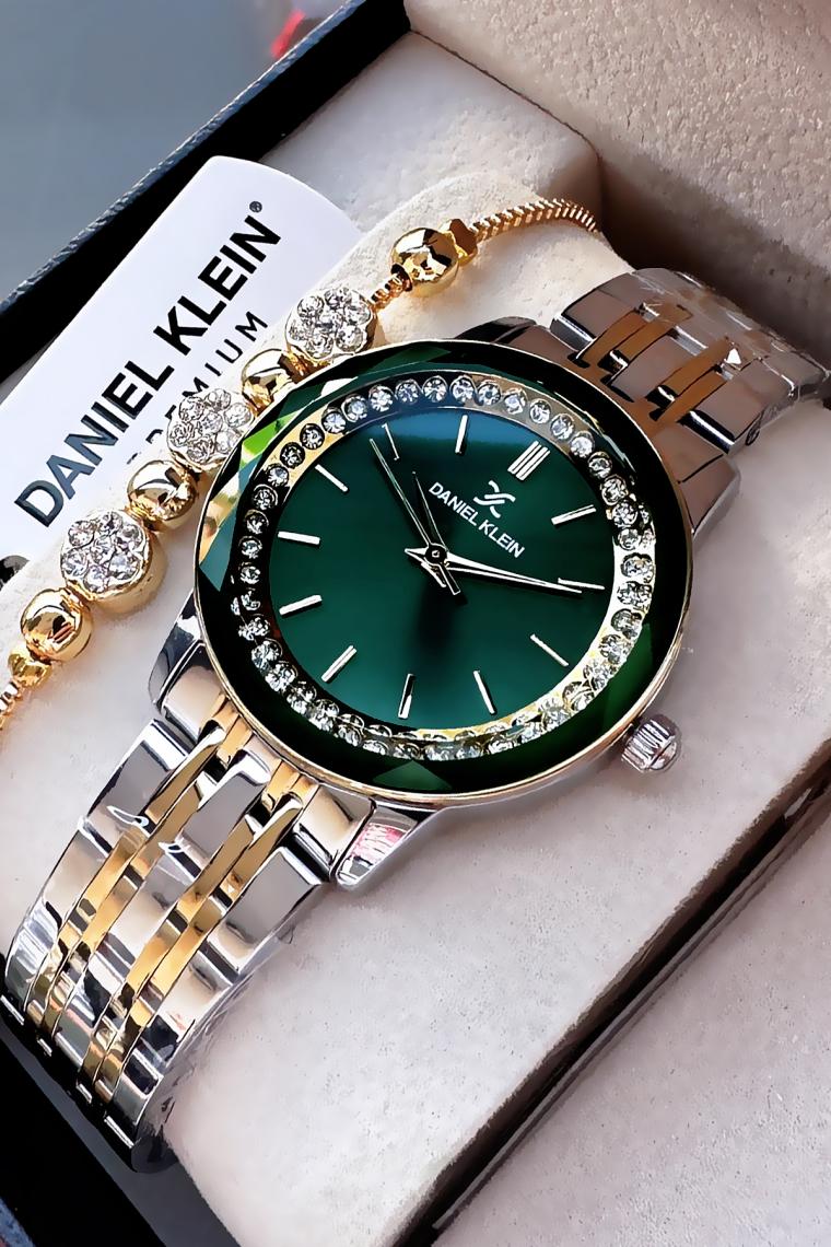Daniel Klein DK.1.13825-8 3 Atm Suya Dayanıklı Çelik Kordon Taşlı Tasarım Gümüş-Altın Kadın Kol Saati