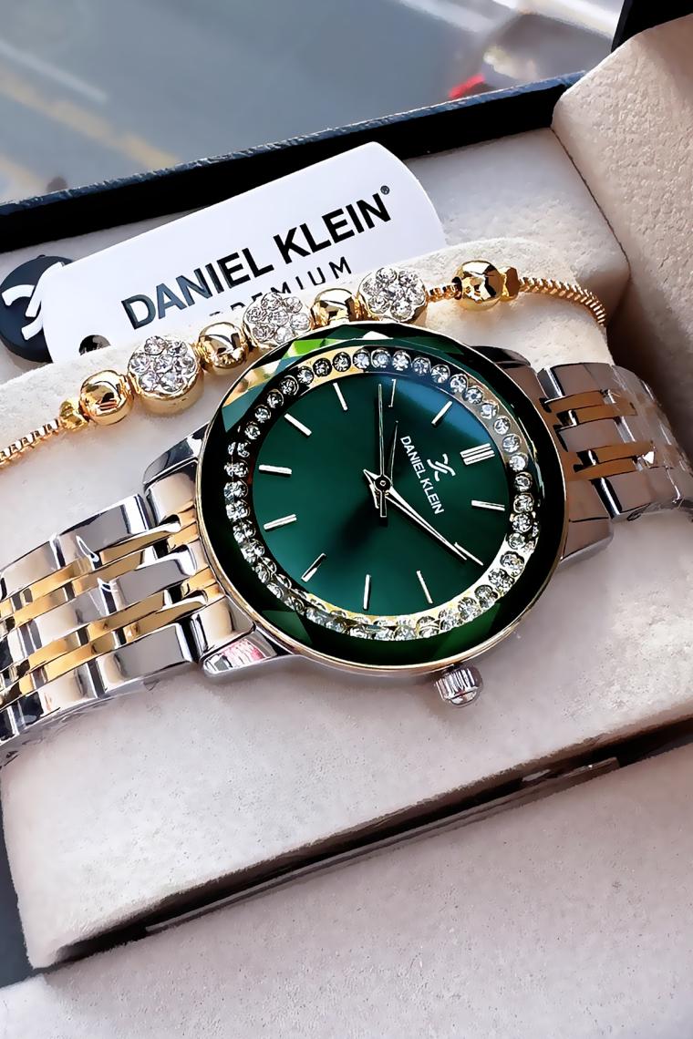 Daniel Klein DK.1.13825-8 3 Atm Suya Dayanıklı Çelik Kordon Taşlı Tasarım Gümüş-Altın Kadın Kol Saati